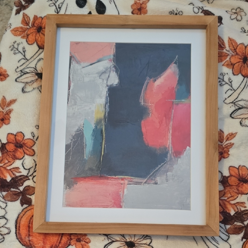 Abstract Art Print with Wooden Frame